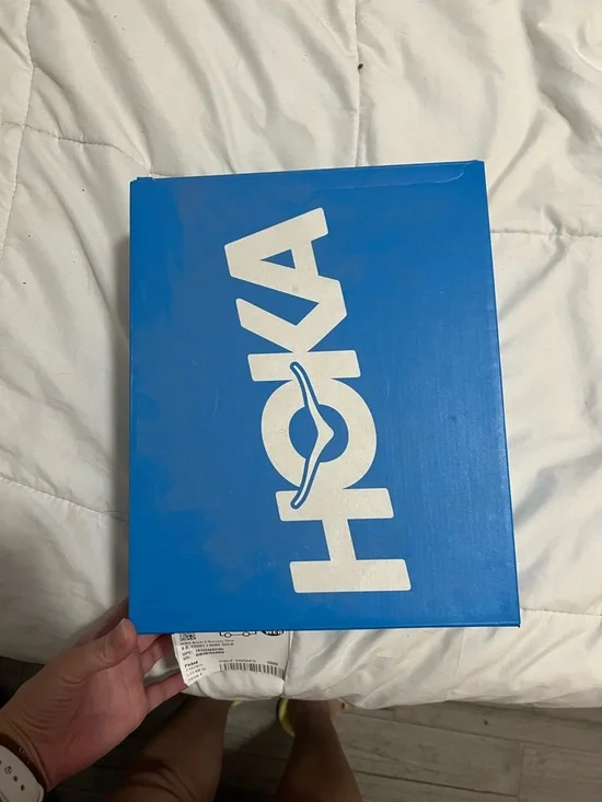 Hoka White Running Shoes with Light Blue and Rose Gold Accents - Picture 9 of 9